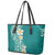 Plumeria Leather Tote Bag Polynesian Tribal Frangipani Teal