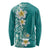 Plumeria Long Sleeve Shirt Polynesian Tribal Frangipani Teal