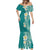 Plumeria Mermaid Dress Polynesian Tribal Frangipani Teal