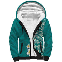 Plumeria Sherpa Hoodie Polynesian Tribal Frangipani Teal LT03 Unisex Teal - Polynesian Pride
