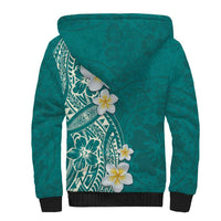 Plumeria Sherpa Hoodie Polynesian Tribal Frangipani Teal LT03 - Polynesian Pride