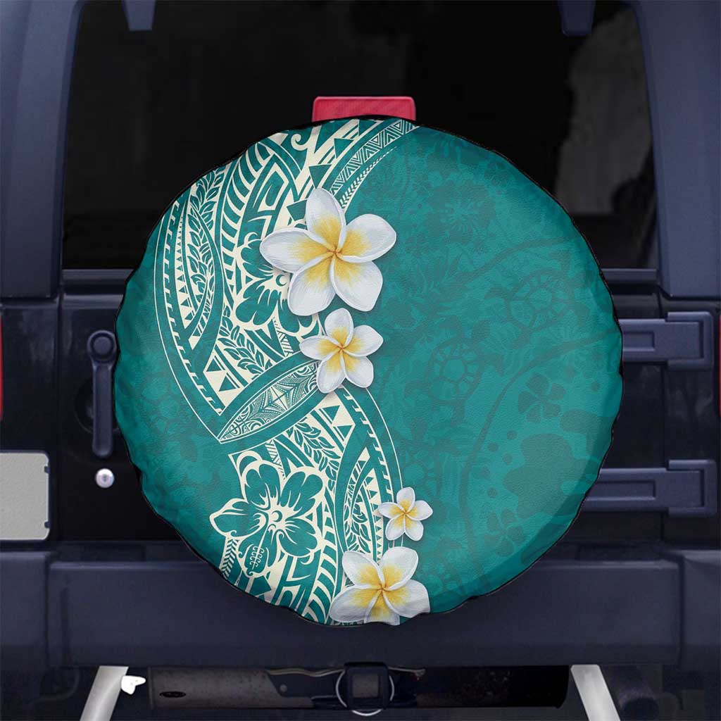 Plumeria Spare Tire Cover Polynesian Tribal Frangipani Teal LT03 - Polynesian Pride