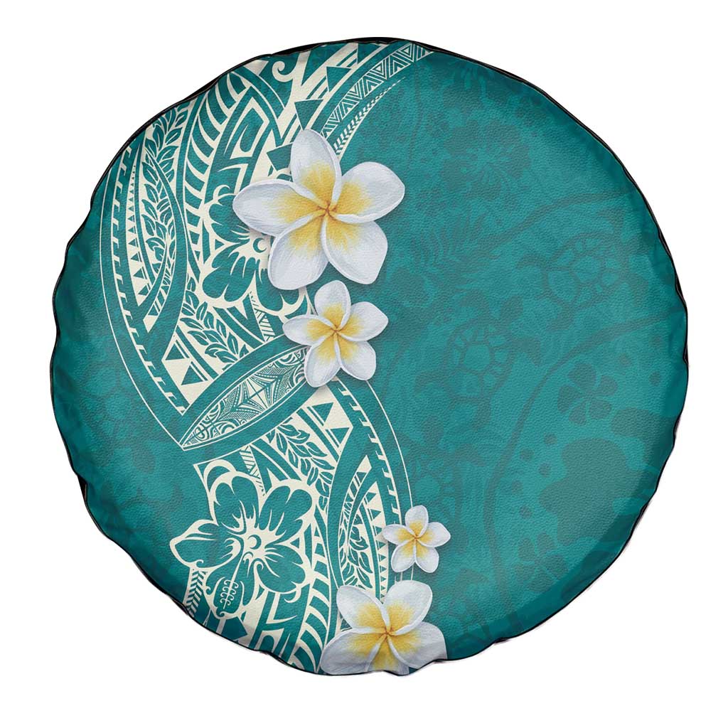 Plumeria Spare Tire Cover Polynesian Tribal Frangipani Teal LT03 - Polynesian Pride