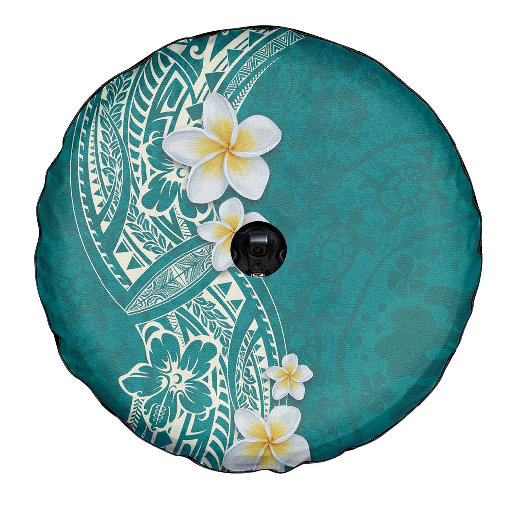 Plumeria Spare Tire Cover Polynesian Tribal Frangipani Teal LT03 - Polynesian Pride