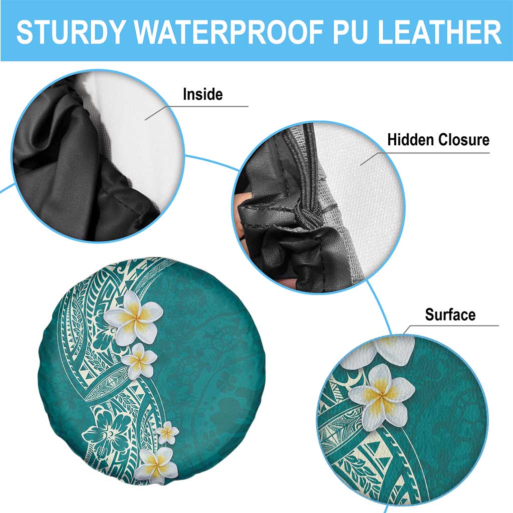 Plumeria Spare Tire Cover Polynesian Tribal Frangipani Teal LT03 - Polynesian Pride