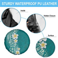 Plumeria Spare Tire Cover Polynesian Tribal Frangipani Teal LT03 - Polynesian Pride