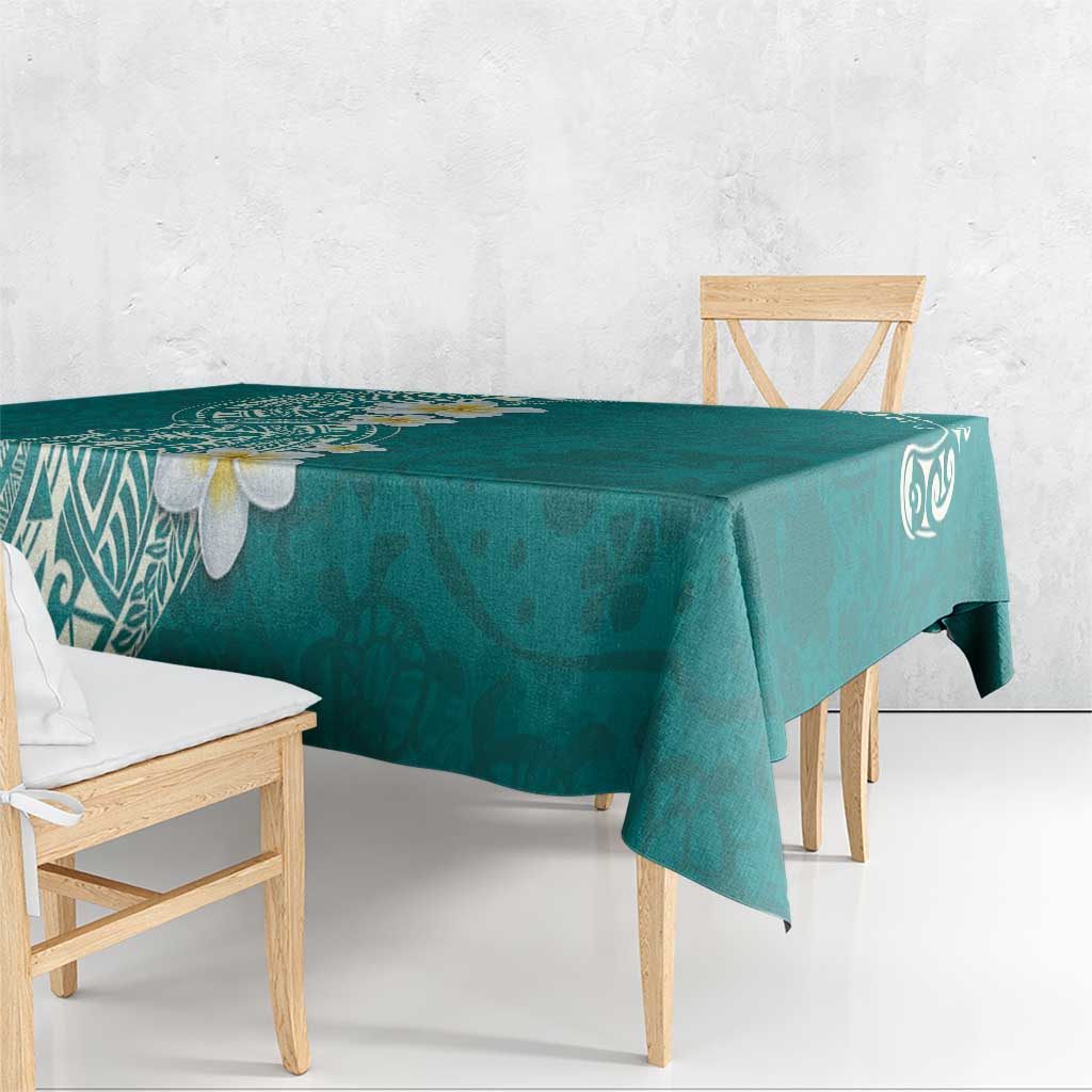 Plumeria Tablecloth Polynesian Tribal Frangipani Teal LT03 - Polynesian Pride