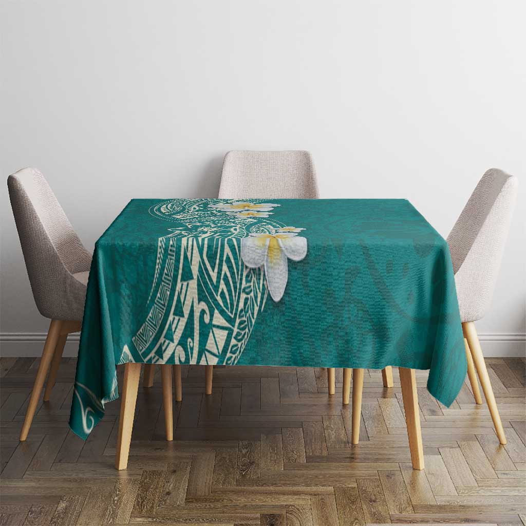 Plumeria Tablecloth Polynesian Tribal Frangipani Teal LT03 - Polynesian Pride
