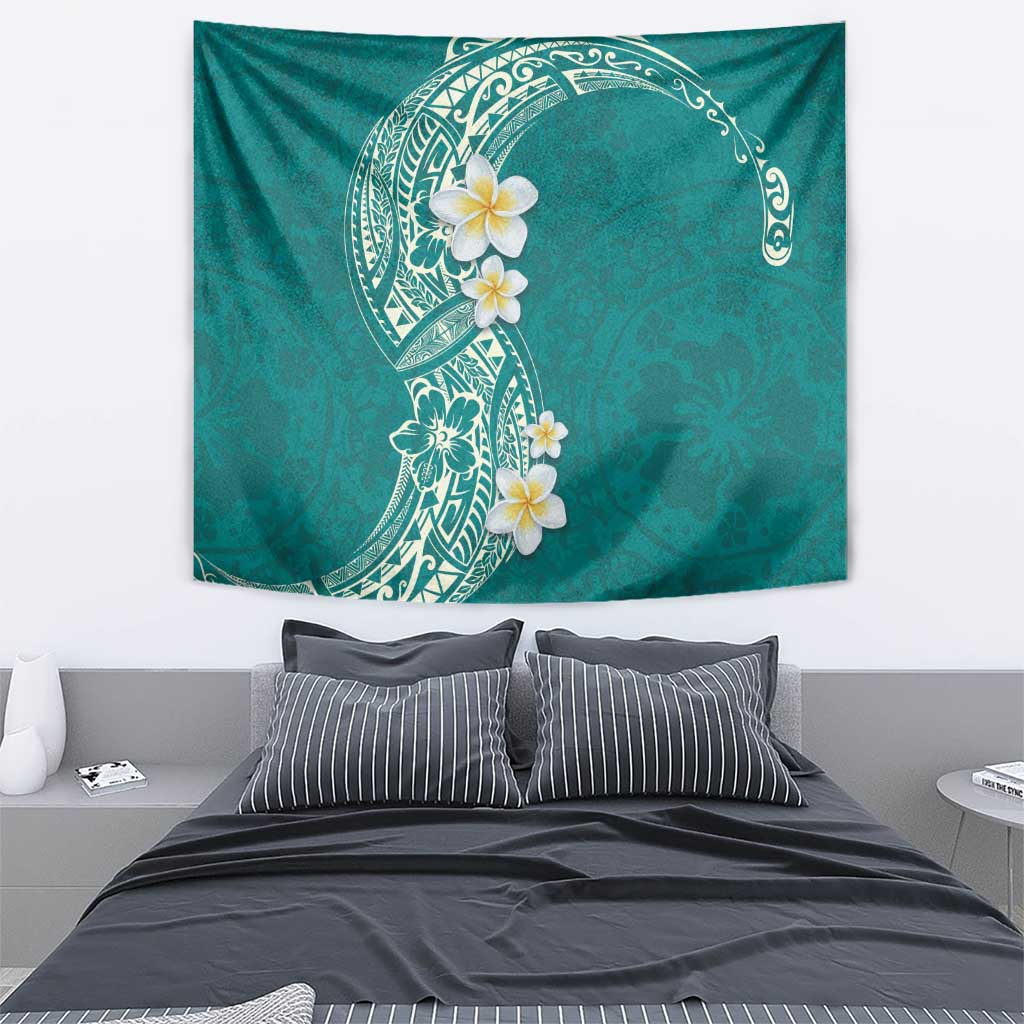 Plumeria Tapestry Polynesian Tribal Frangipani Teal LT03 - Polynesian Pride