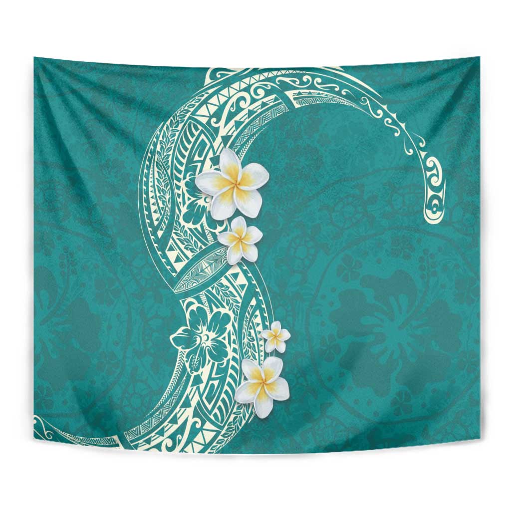 Plumeria Tapestry Polynesian Tribal Frangipani Teal LT03 - Polynesian Pride