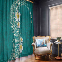 Plumeria Window Curtain Polynesian Tribal Frangipani Teal LT03 - Polynesian Pride