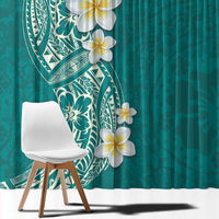 Plumeria Window Curtain Polynesian Tribal Frangipani Teal LT03 - Polynesian Pride