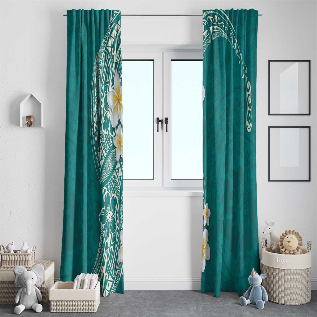 Plumeria Window Curtain Polynesian Tribal Frangipani Teal LT03 - Polynesian Pride