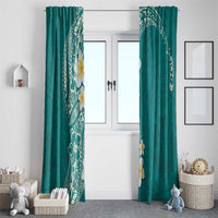 Plumeria Window Curtain Polynesian Tribal Frangipani Teal LT03 - Polynesian Pride