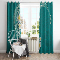 Plumeria Window Curtain Polynesian Tribal Frangipani Teal LT03 - Polynesian Pride