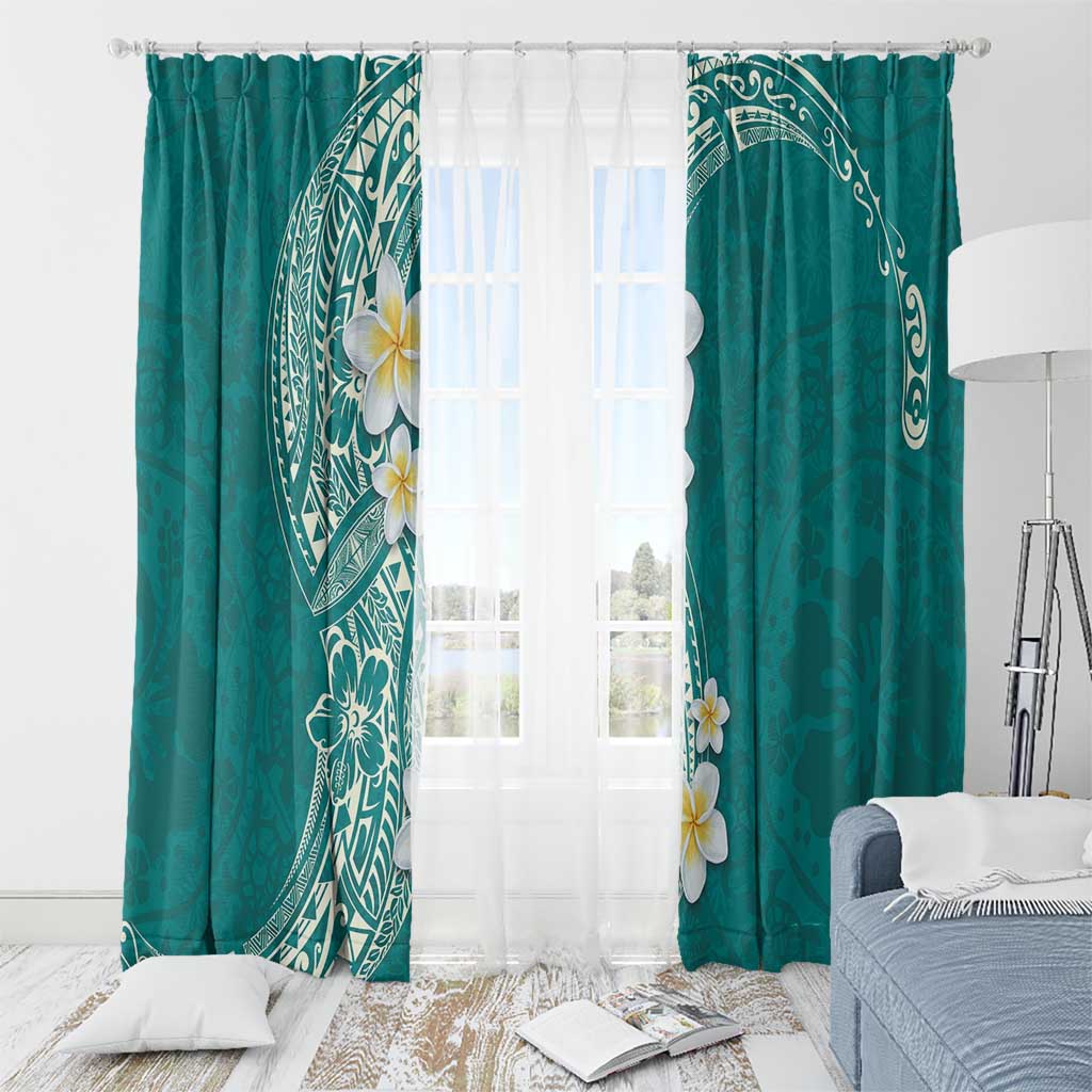 Plumeria Window Curtain Polynesian Tribal Frangipani Teal LT03 - Polynesian Pride