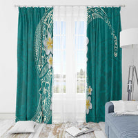 Plumeria Window Curtain Polynesian Tribal Frangipani Teal LT03 - Polynesian Pride