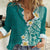 Plumeria Women Casual Shirt Polynesian Tribal Frangipani Teal