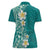 Plumeria Women Polo Shirt Polynesian Tribal Frangipani Teal