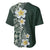 Plumeria Baseball Jersey Polynesian Tribal Frangipani Green