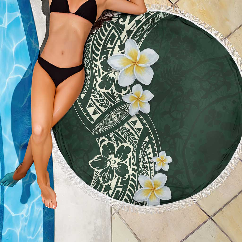 Plumeria Beach Blanket Polynesian Tribal Frangipani Green LT03 - Polynesian Pride