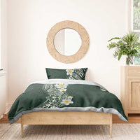 Plumeria Bedding Set Polynesian Tribal Frangipani Green