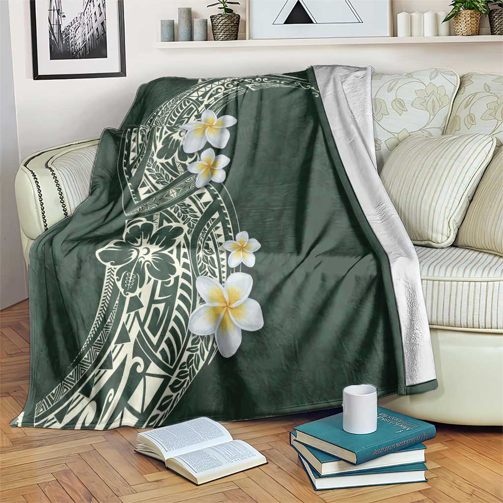 Plumeria Blanket Polynesian Tribal Frangipani Green LT03 Green - Polynesian Pride