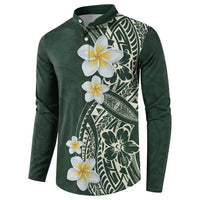 Plumeria Button Sweatshirt Polynesian Tribal Frangipani Green LT03 - Polynesian Pride