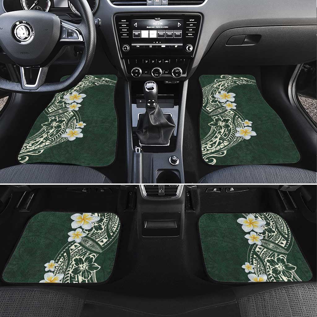 Plumeria Car Mats Polynesian Tribal Frangipani Green LT03 Set 4pcs Green - Polynesian Pride