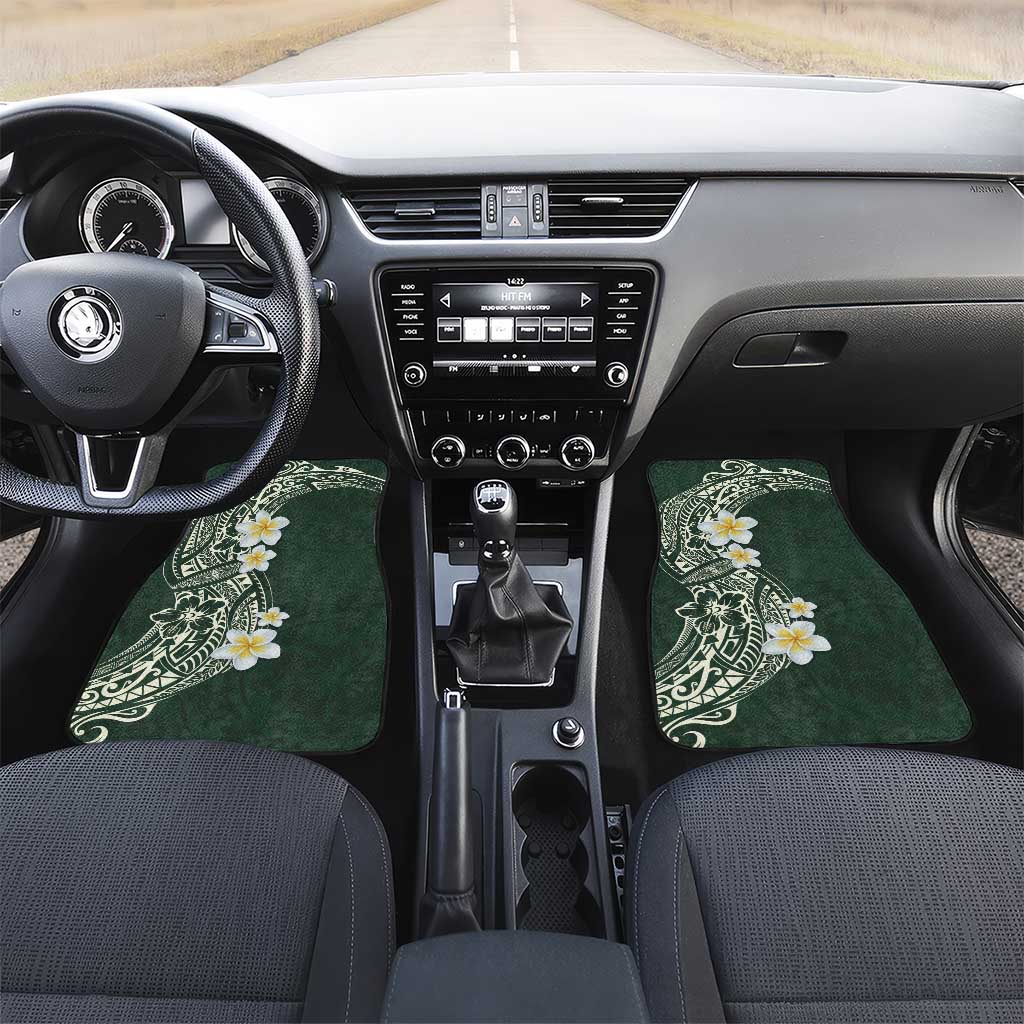 Plumeria Car Mats Polynesian Tribal Frangipani Green LT03 Set 2pcs - Front Green - Polynesian Pride