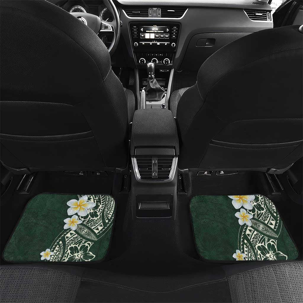 Plumeria Car Mats Polynesian Tribal Frangipani Green LT03 Set 2pcs - Back Green - Polynesian Pride