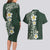 Plumeria Couples Matching Long Sleeve Bodycon Dress and Hawaiian Shirt Polynesian Tribal Frangipani Green