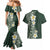 Plumeria Couples Matching Mermaid Dress and Hawaiian Shirt Polynesian Tribal Frangipani Green