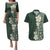 Plumeria Couples Matching Puletasi and Hawaiian Shirt Polynesian Tribal Frangipani Green