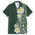 Plumeria Family Matching Mermaid Dress and Hawaiian Shirt Polynesian Tribal Frangipani Green