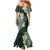 Plumeria Family Matching Mermaid Dress and Hawaiian Shirt Polynesian Tribal Frangipani Green