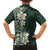 Plumeria Family Matching Off The Shoulder Long Sleeve Dress and Hawaiian Shirt Polynesian Tribal Frangipani Green