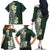 Plumeria Family Matching Off The Shoulder Long Sleeve Dress and Hawaiian Shirt Polynesian Tribal Frangipani Green