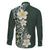 Plumeria Family Matching Off The Shoulder Long Sleeve Dress and Hawaiian Shirt Polynesian Tribal Frangipani Green