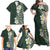 Plumeria Family Matching Off Shoulder Maxi Dress and Hawaiian Shirt Polynesian Tribal Frangipani Green