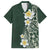 Plumeria Family Matching Off Shoulder Maxi Dress and Hawaiian Shirt Polynesian Tribal Frangipani Green