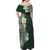 Plumeria Family Matching Off Shoulder Maxi Dress and Hawaiian Shirt Polynesian Tribal Frangipani Green