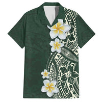 Plumeria Family Matching Puletasi and Hawaiian Shirt Polynesian Tribal Frangipani Green