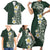 Plumeria Family Matching Short Sleeve Bodycon Dress and Hawaiian Shirt Polynesian Tribal Frangipani Green