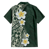 Plumeria Family Matching Tank Maxi Dress and Hawaiian Shirt Polynesian Tribal Frangipani Green
