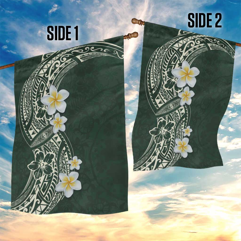 Plumeria Garden Flag Polynesian Tribal Frangipani Green LT03 - Polynesian Pride