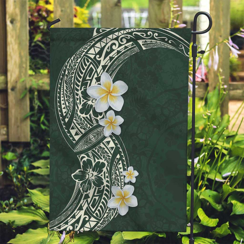 Plumeria Garden Flag Polynesian Tribal Frangipani Green LT03 Garden Flag Green - Polynesian Pride