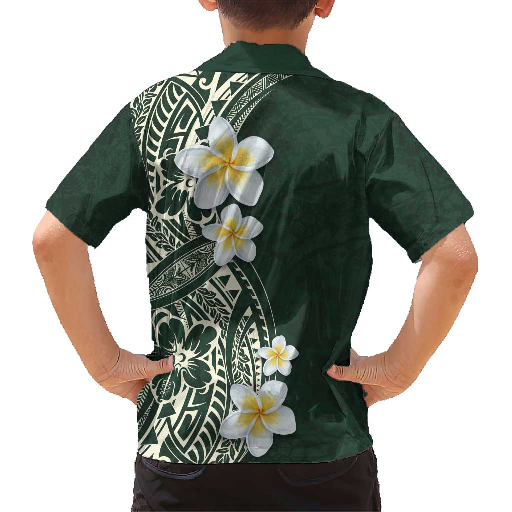 Plumeria Hawaiian Shirt Polynesian Tribal Frangipani Green LT03 - Polynesian Pride