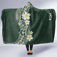 Plumeria Hooded Blanket Polynesian Tribal Frangipani Green LT03 One Size Green - Polynesian Pride