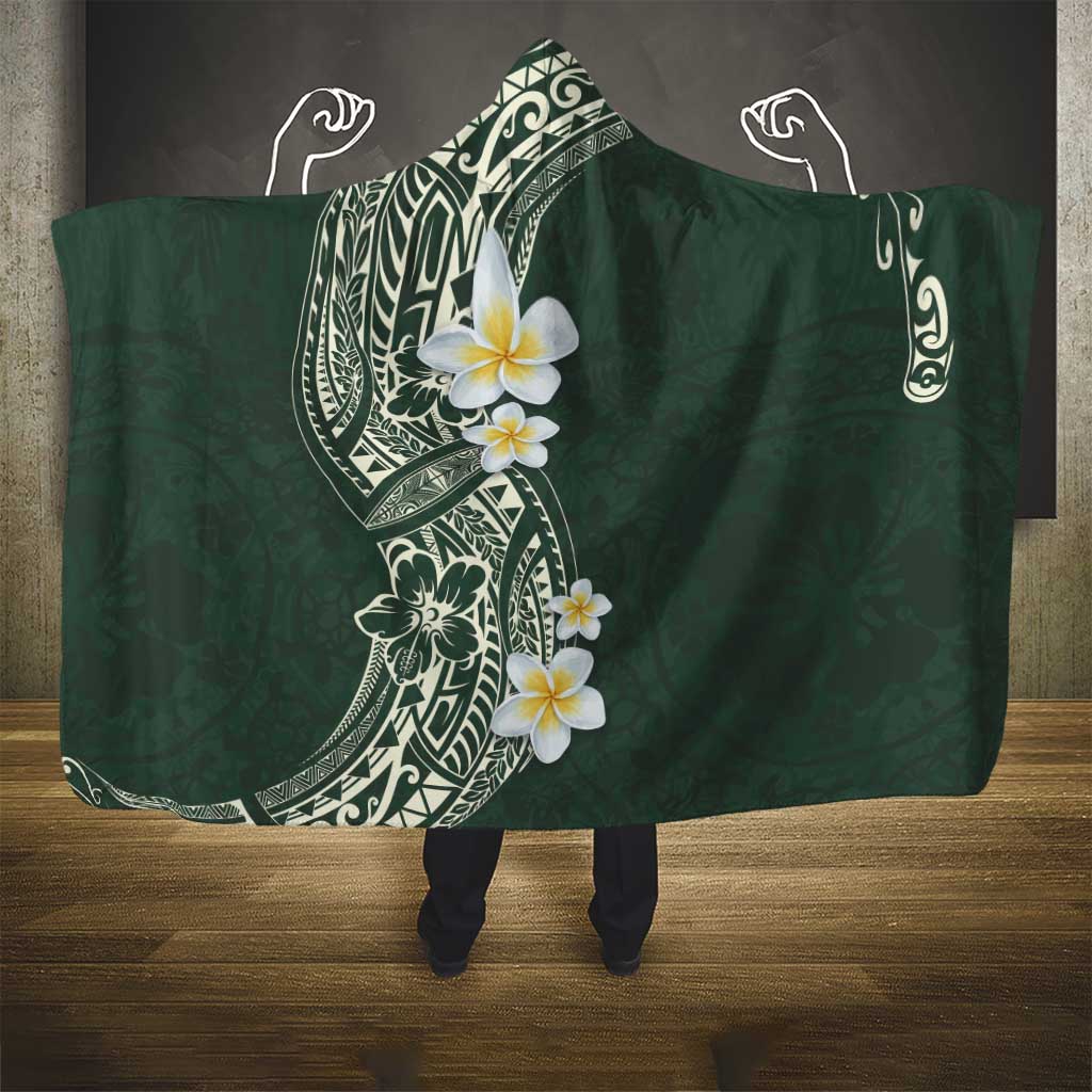 Plumeria Hooded Blanket Polynesian Tribal Frangipani Green LT03 - Polynesian Pride